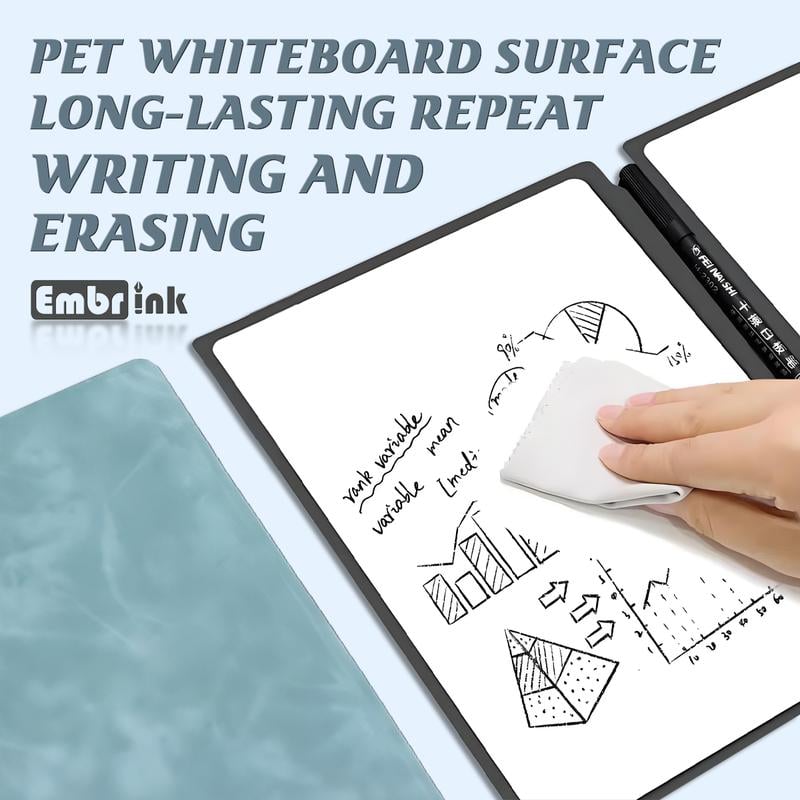 📔Embrink Reusable Whiteboard Notebook – Infinite Writing, Zero Waste(✨Free Erasing Cloth & Whiteboard Marker)